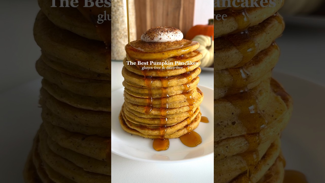 Breakfast Idea for Fall: Pumpkin Pancakes🤩 #glutenfree #breakfastideas #breakfastrecipe #pancakes