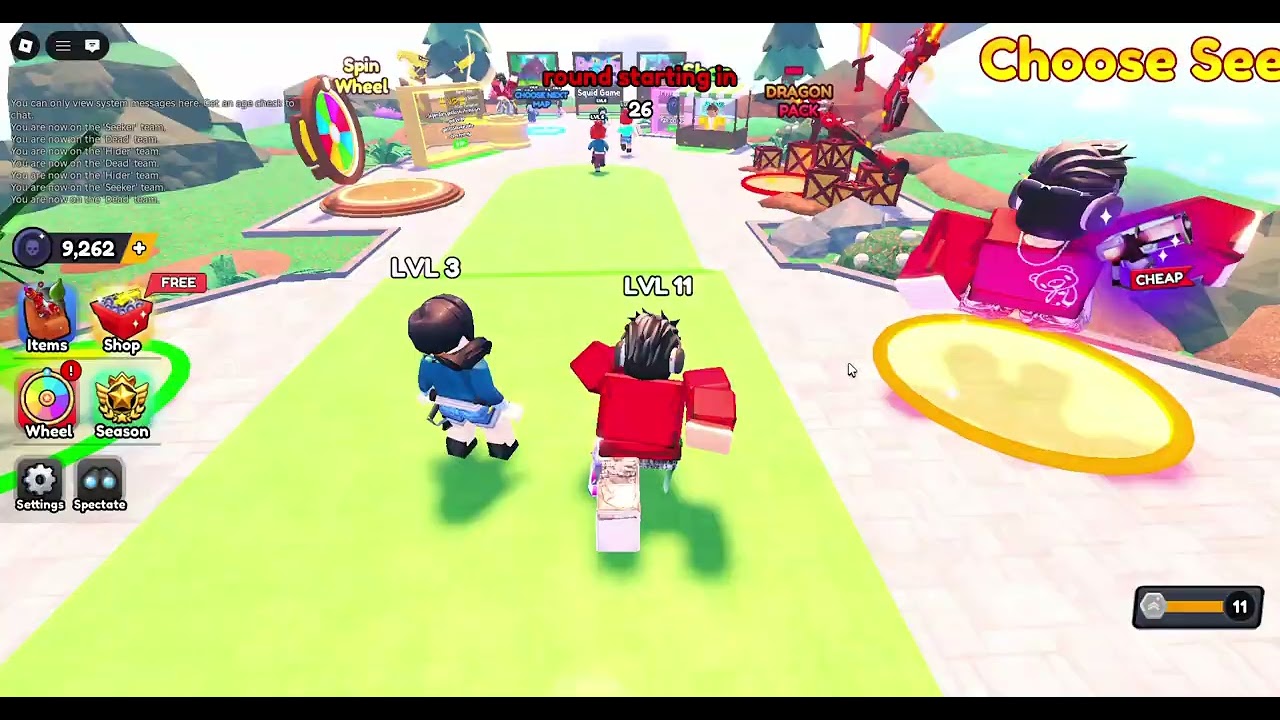 playing hide or DIE in roblox