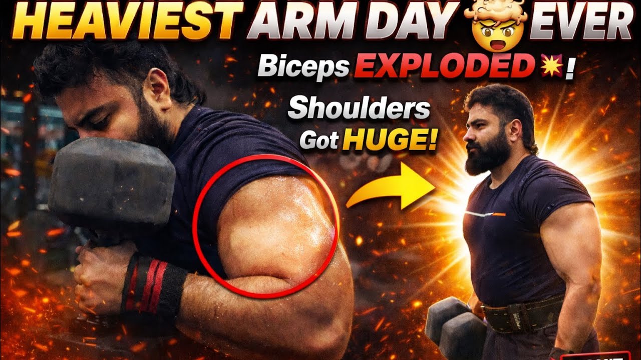  Heaviest Arm Day Ever 💪 Biceps Triceps & Shoulders EXPLODED |  Day 34-35 Powerlifting Series 