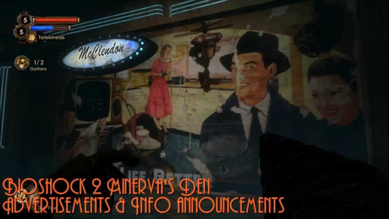 Bioshock 2 Minerva's Den : Advertisements & Info Announcements