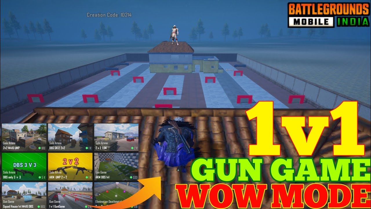 1V1 GUN GAME GAMEPLAY 🥰| BGMI WOW MODE | CODE- 10214 ❤️