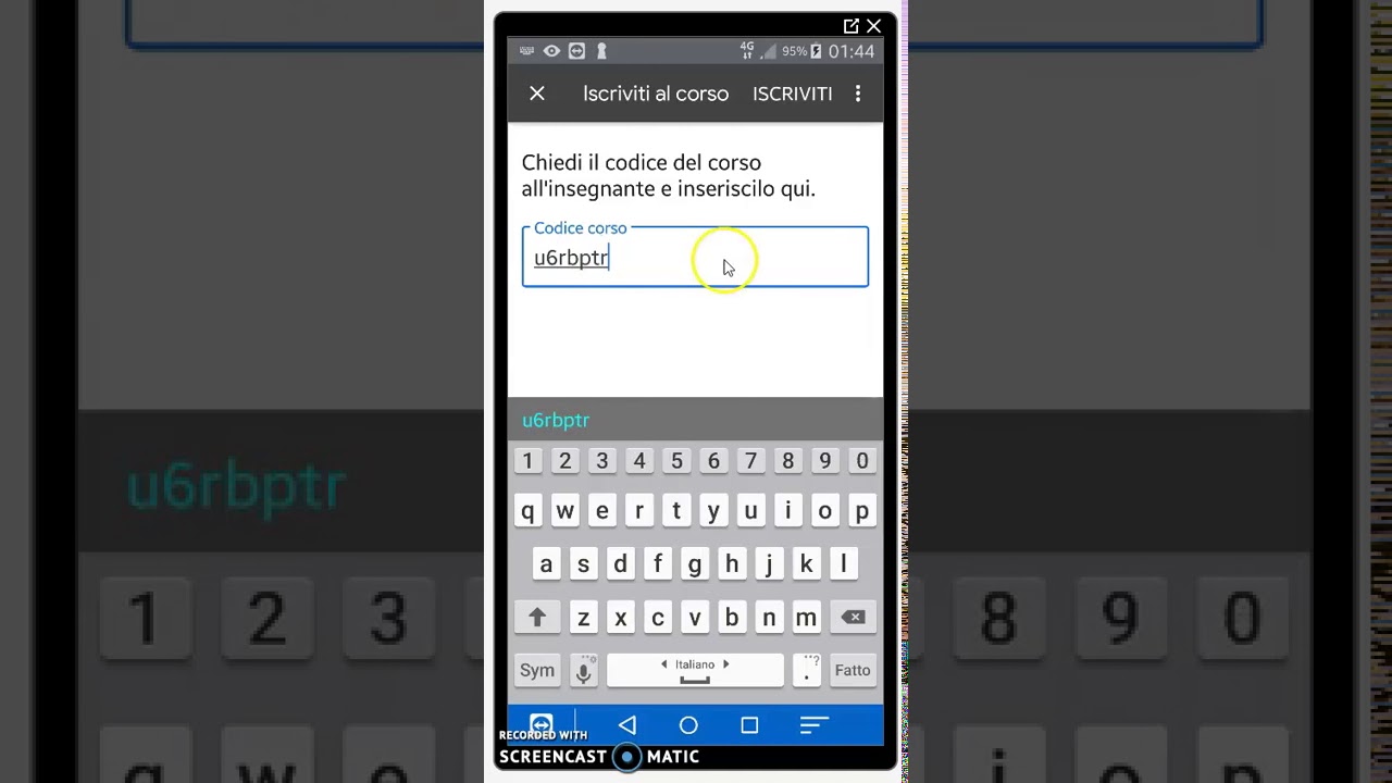 Iscrizione ad un corso Google Classroom inserendo il codice corso  (lato studente)