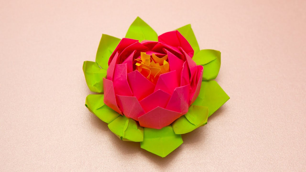 Как сделать красивый цветок кувшинку (лотос) из бумаги | Flower  paper DIY, origami
