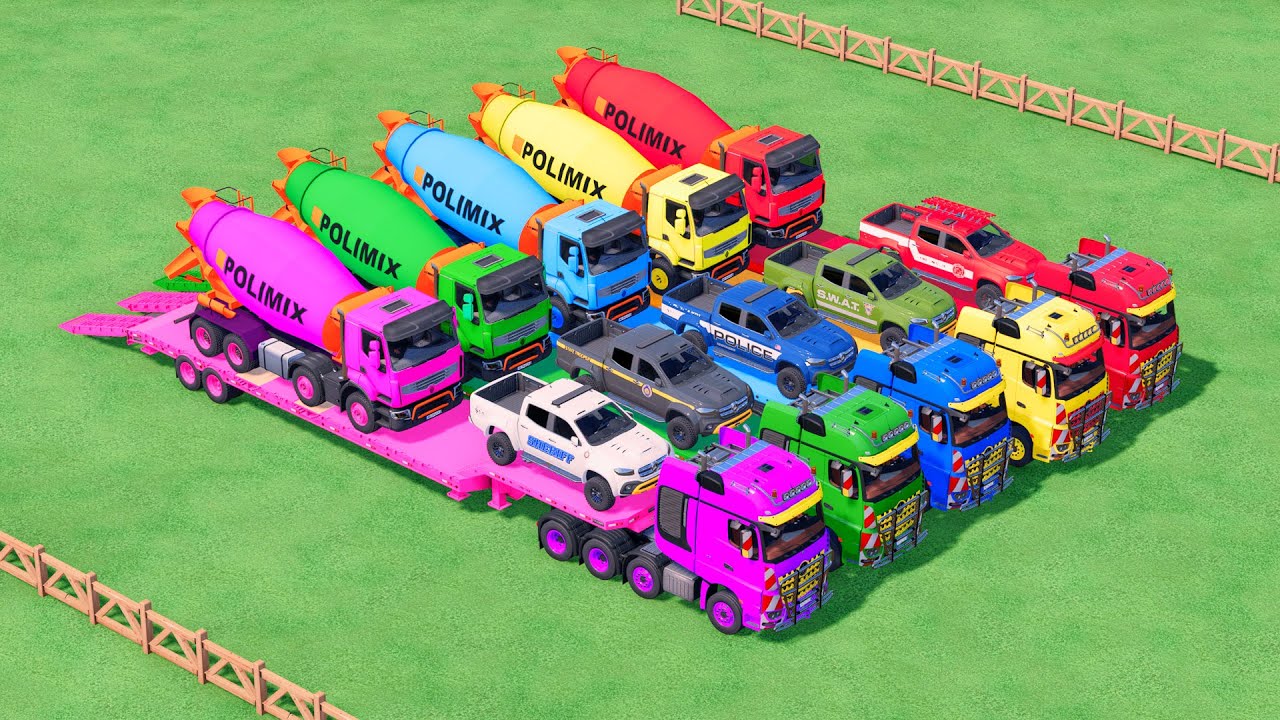 Transport aller Farben von Betonmischern zur Garage Mercedes, MAN, Scania Mack Renault mit Lkw! FS22