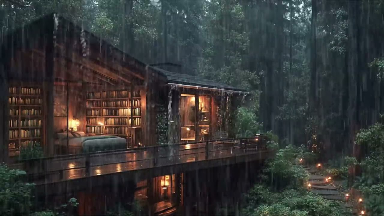 Forest Rain and Thunder Sounds at Night for Deep Sleep and Stress Relief
