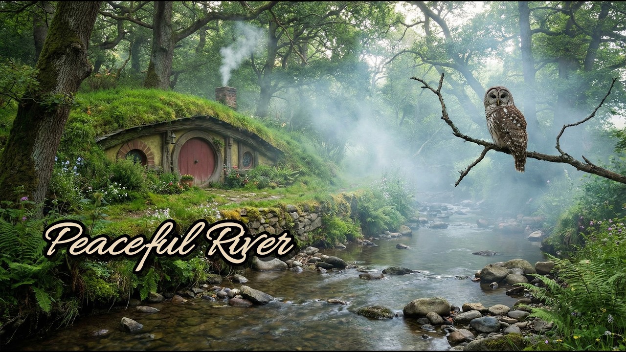 Flowing River Sounds & Soft Meditation Music | Stress Relief & Sleep