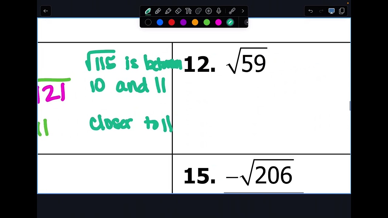 Estimating square roots math 8 1/21/26
