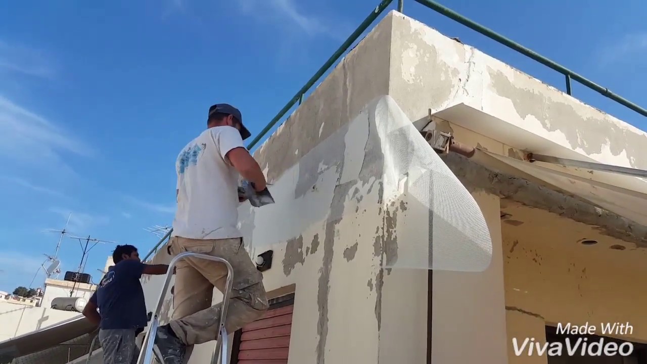μεραμετια με αντιρηγματικο γιαλοπλεγμα για τοίχους δαπεδα και μπανια.repairs with glass mesh