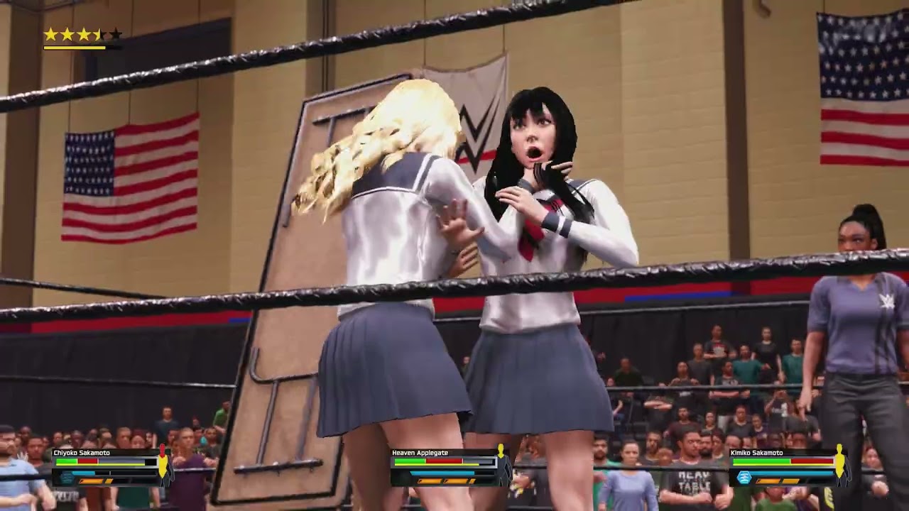 Heaven VS Kimiko VS Chiyoko 2 | WRESTLING HIGH | WWE 2K25 | Japanese School Girls Wrestling