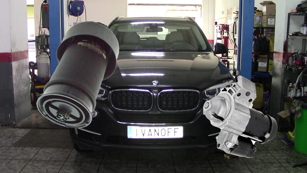 BMW X5 F15 B47D20B замена пневмы, замена стартера