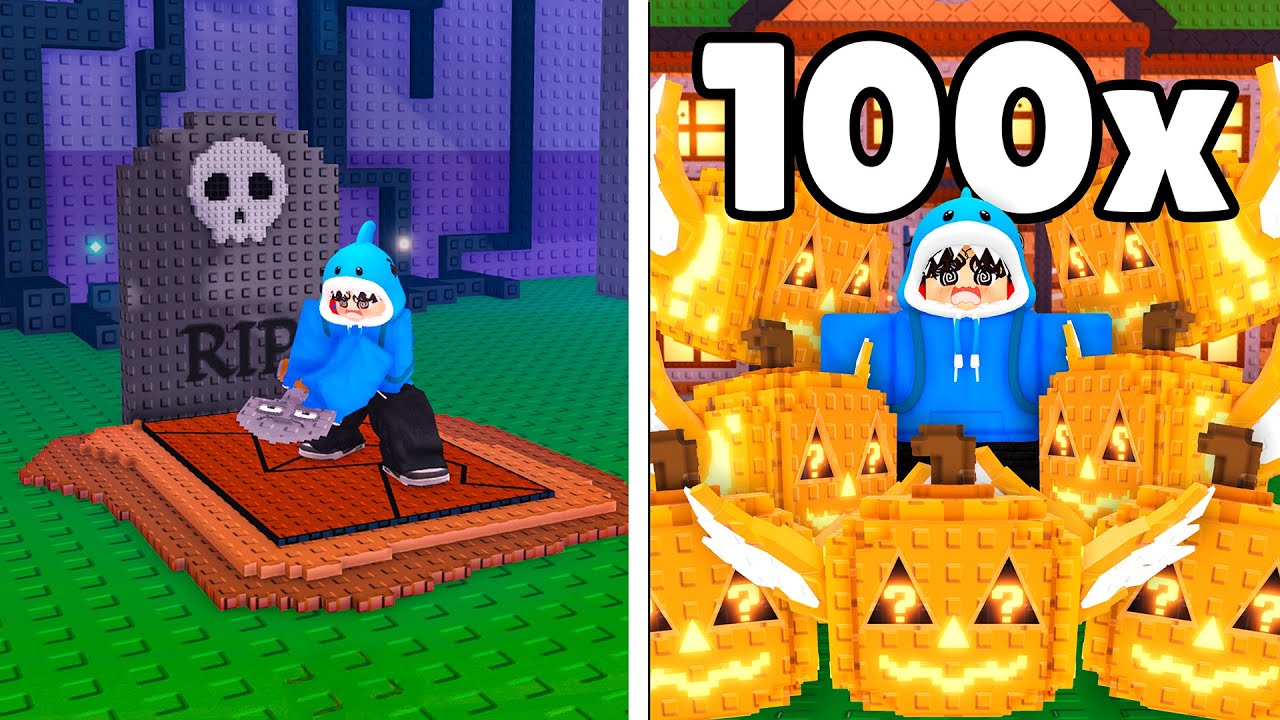 ABRI 100 SPOOKY LUCKY BLOCK PRA PEGAR OS NOVOS SECRETOS DO ROUBE UM BRAINROT