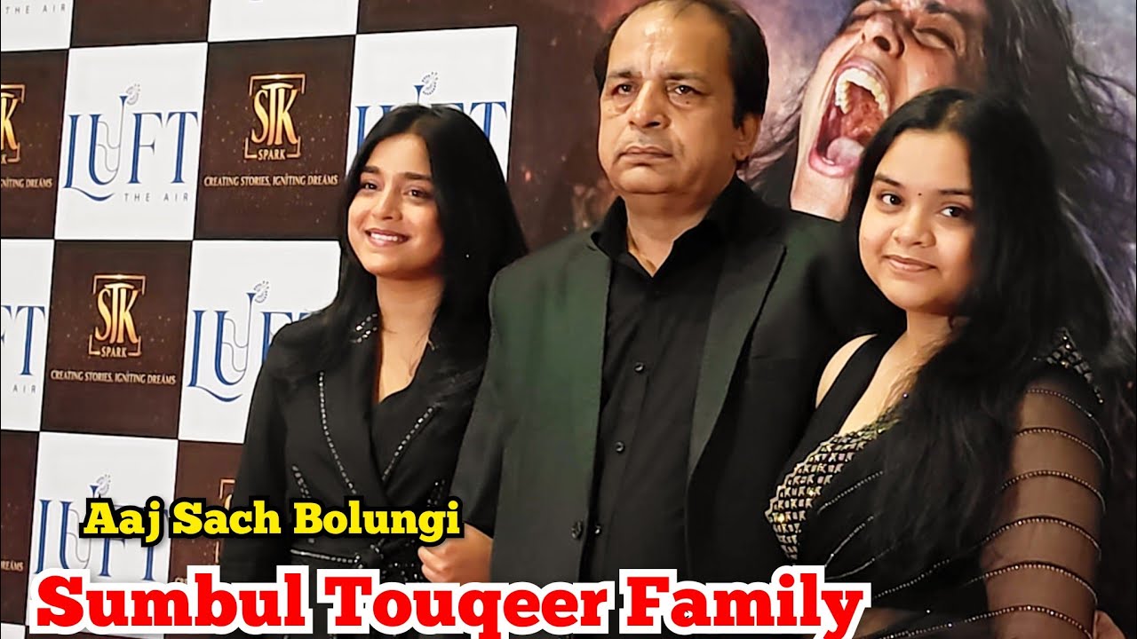 Sumbul Touqeer Khan with Papa Touqeer And Sister Twinning In Black for Aaj Sach Bolungi Launch 