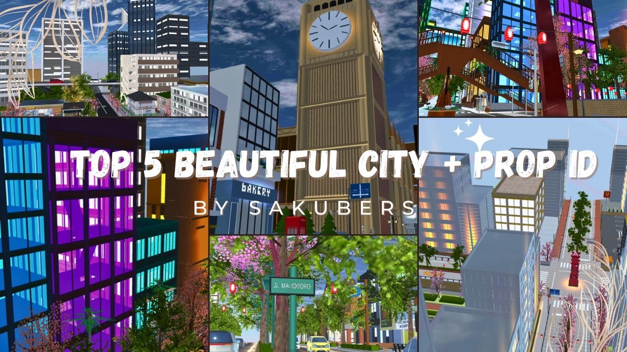 Top 5 Beautiful City + Props id Aesthetic : Sakura School Simulator _ BAGI-BAGI ID KOTA by sakubers