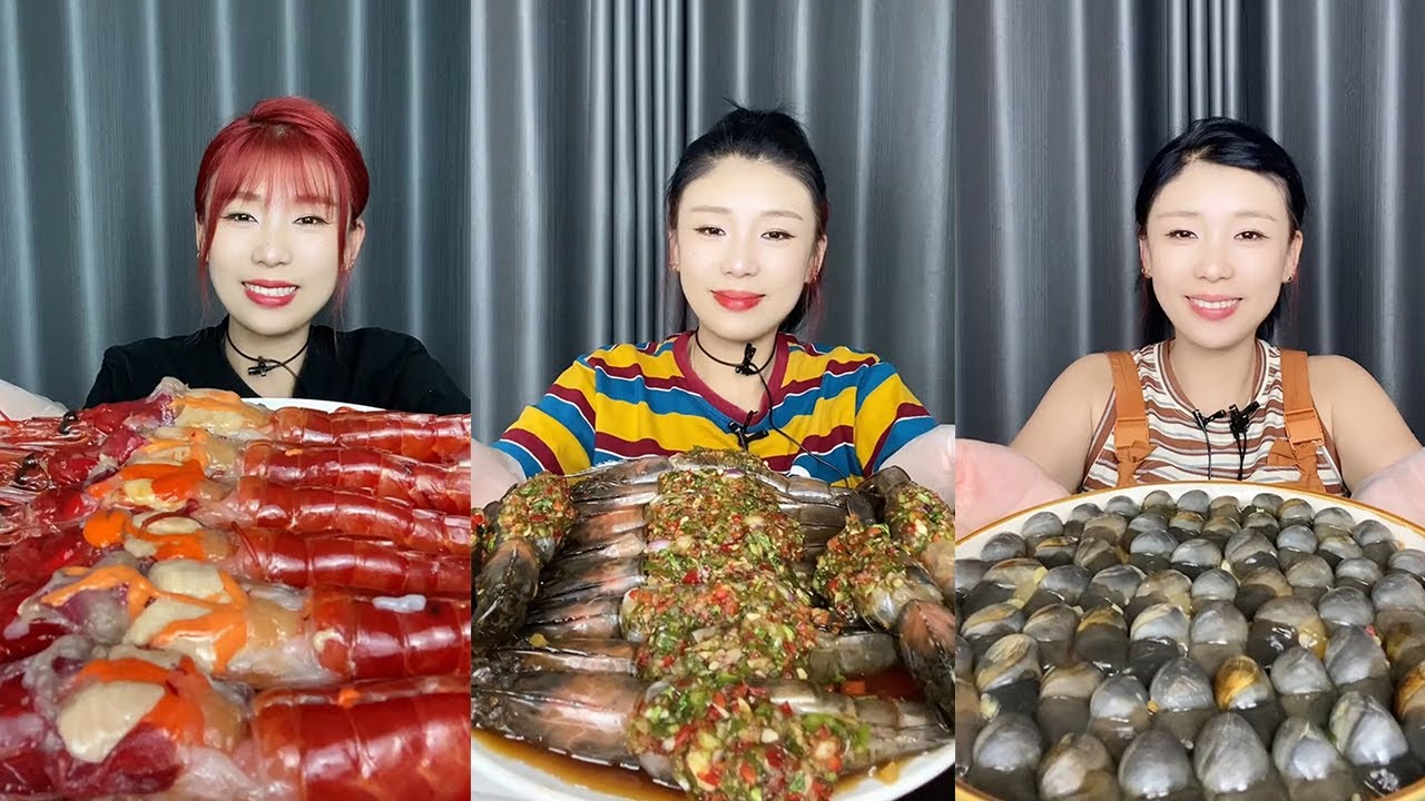 【Mukbang】Red devil shrimp + stuffed Thai shrimp + snail meat🦐🐚🍋🌶🧄#Seafood#asmr#yummy