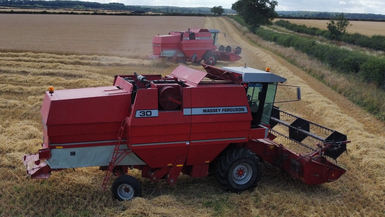 Barley harvest has started. Takeaway driver drives the combine !!!
