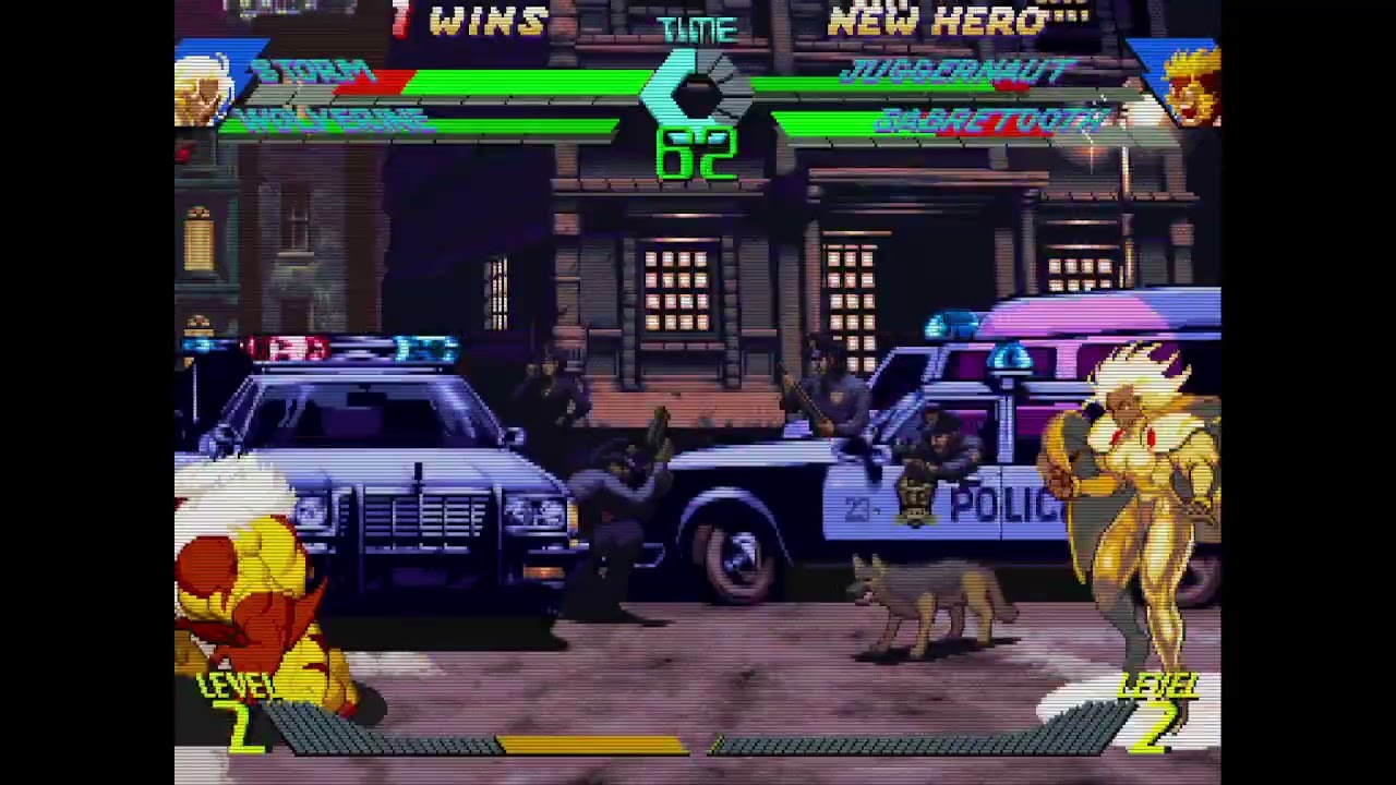 X-Men vs. Street Fighter - Storm, Wolverine vs. Juggernaut, Sabretooth