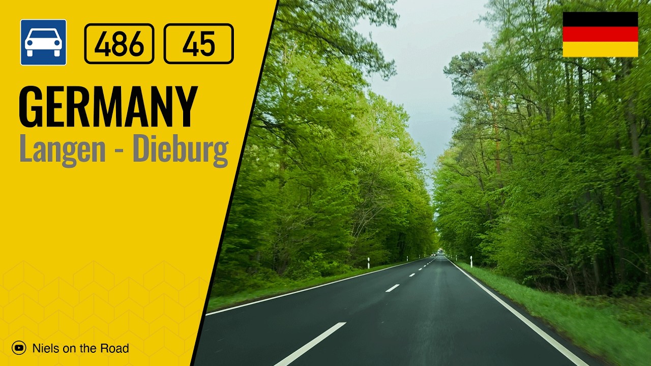 Driving in Germany: Bundesstra&szlig;e B486 & B45 from Langen to Dieburg