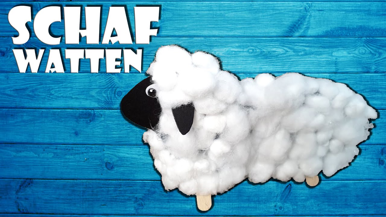🐑 Schaf aus Watte basteln - cotton ball sheep craft [4K]