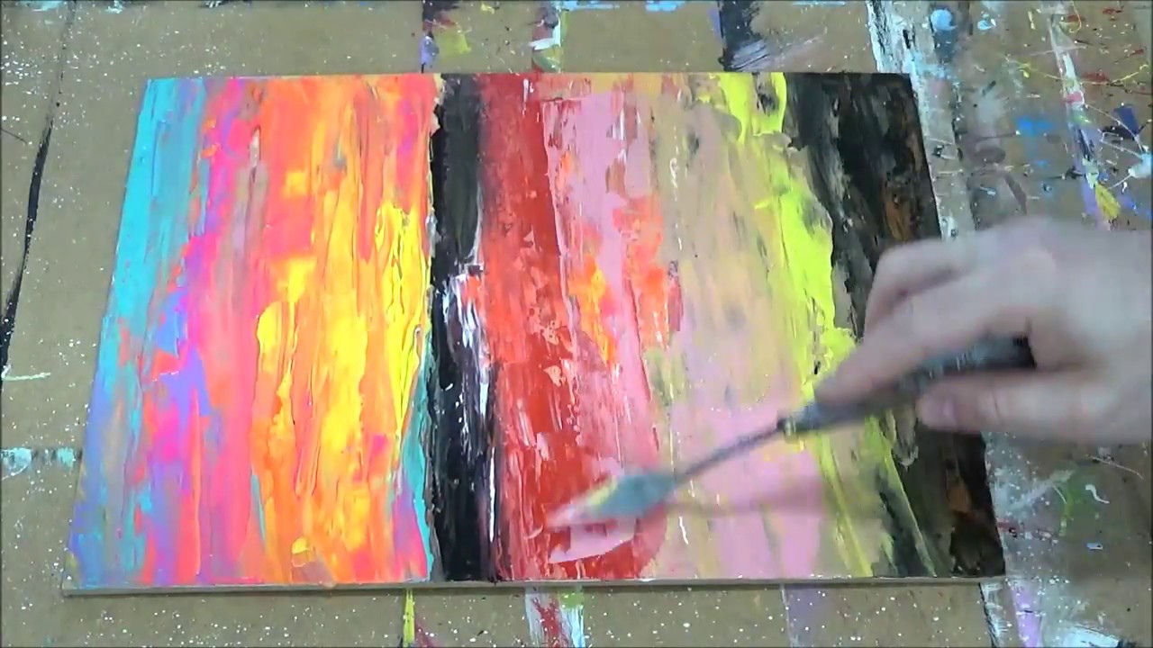 LA PINTURA ACRÍLICA ABSTRACTA/ espátula / Pintando Puerto 03