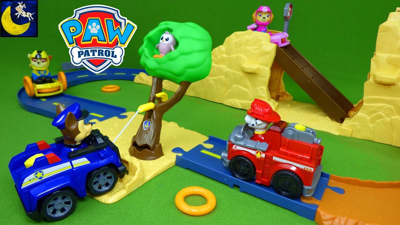 NEW Paw Patrol Toys! Chase's Off Road Rescue Track Playset Winch Vehicle Little Hootie Owl Marshall