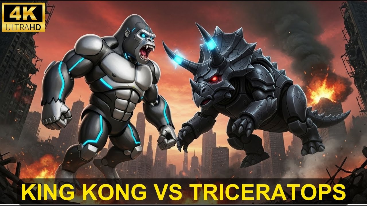 King Kong vs Triceratops | Robot war, apocalypse: The Ultimate Showdown!