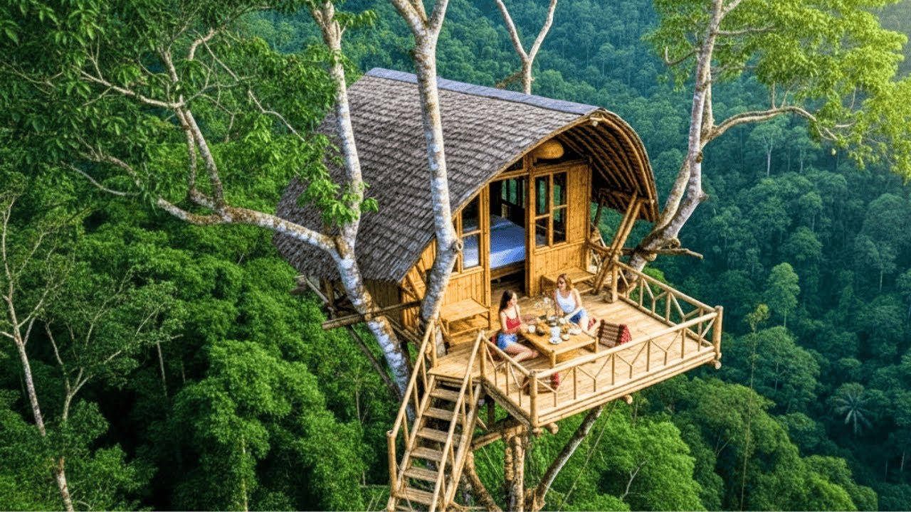 They Built a Bamboo Tree House in the Jungle… You Won’t Believe This View 😱🌳