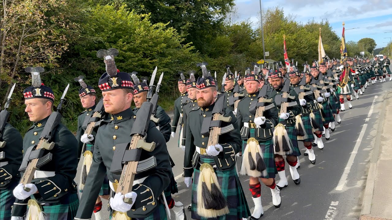 The Royal Regiment of Scotland march in The Highlands to receive the Freedom of Argyll and Bute
