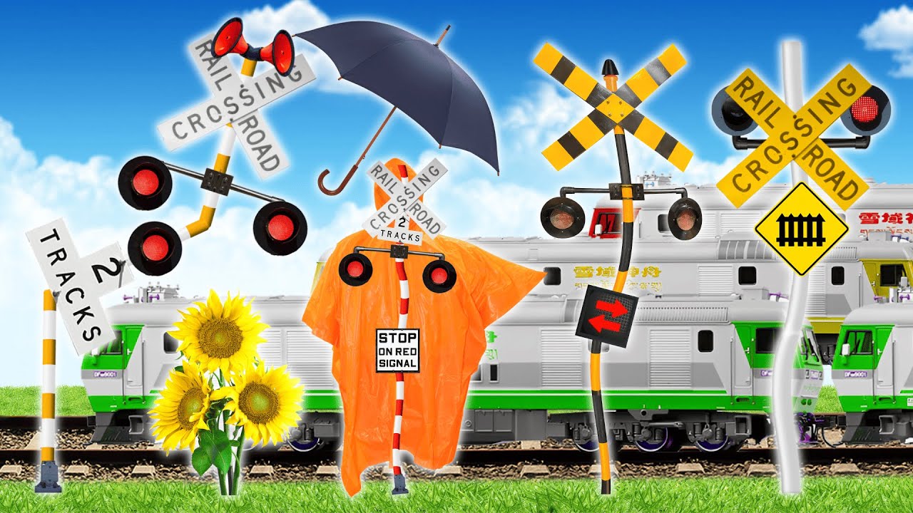 【線路アニメ】嵐の日に仕事に行く🎈🎈🎈Expanding railroad crossing