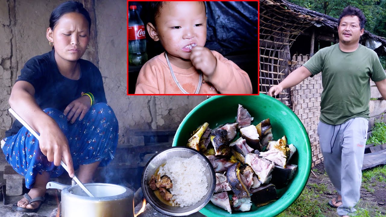 village pork curry cooking by Rita for the family || Life in rural Nepal || @rojanRita