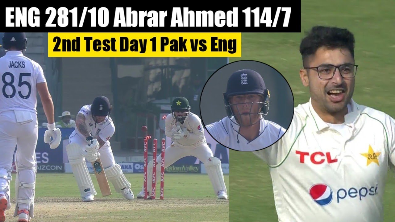 🔴 ENG 180/5 Finally Pakistan Dominant 🤣 Abrar Ahmed superb bowling 70/5 #pakvseng 2nd Test Day 1