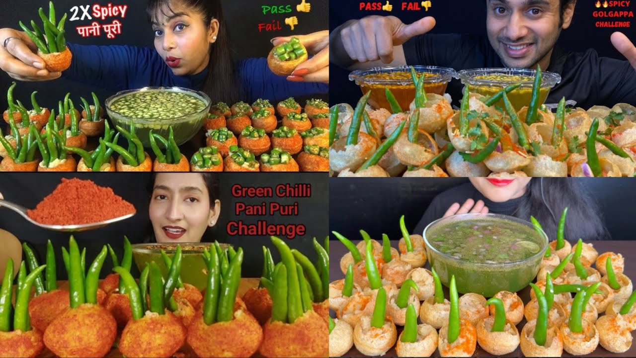 Spicy 🔥🥵 Panipuri/golgappa with lots of green chillies | Bigbites mukbang asmr