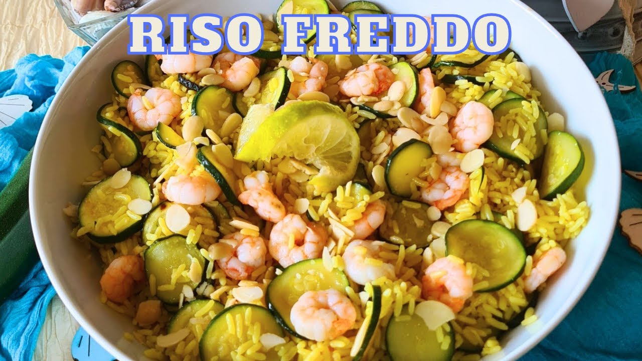 RISO FREDDO CON GAMBERETTI e ZUCCHINE e lime | RISO FREDDO RICETTA | INSALATA DI RISO