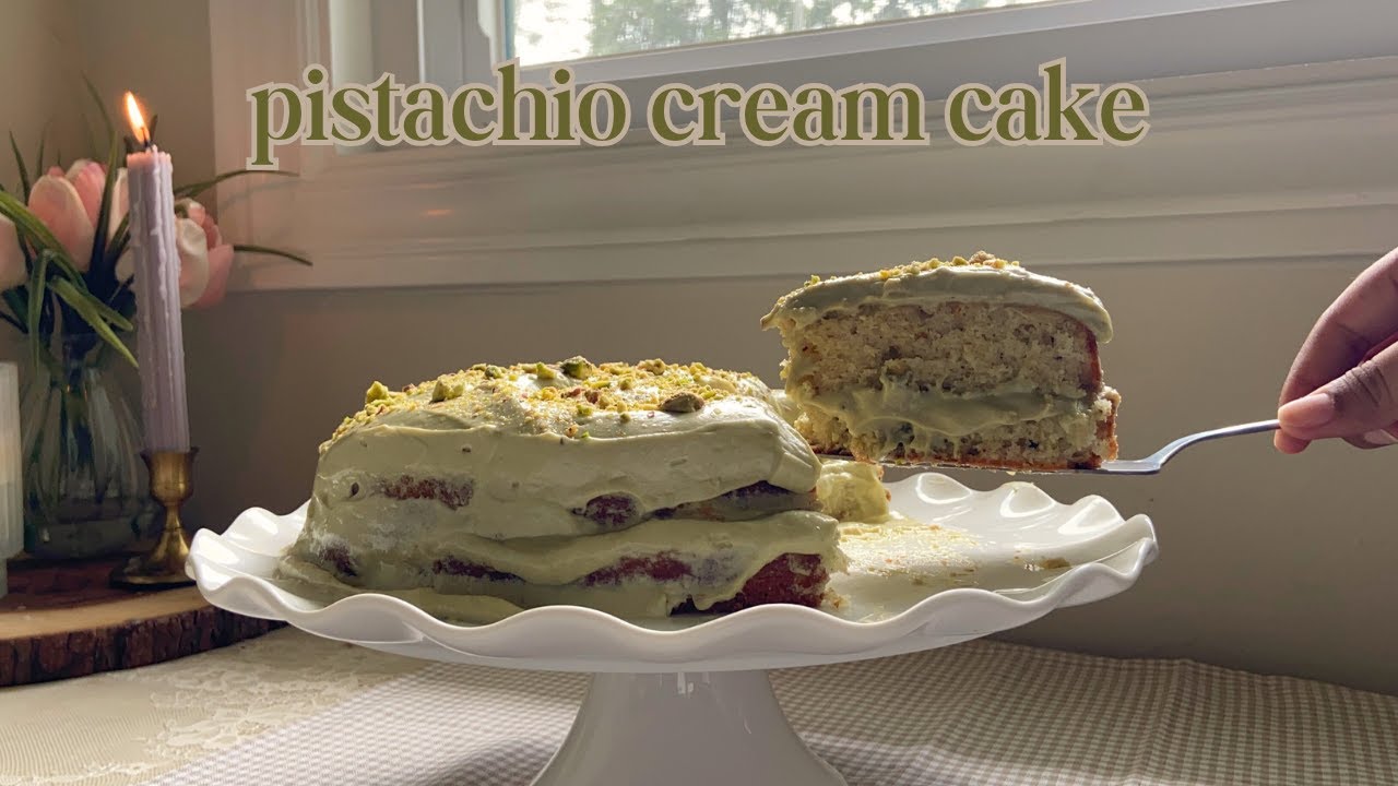 The Creamiest Pistachio Cake ♡ Bake With Me