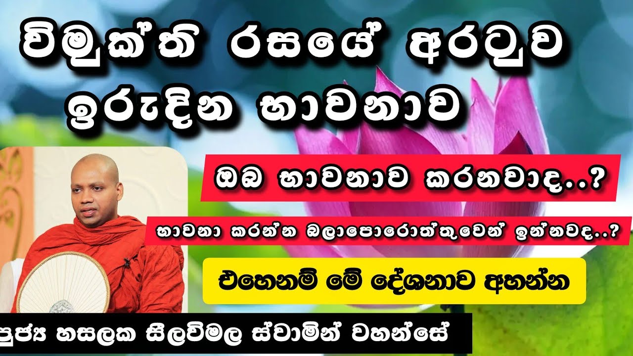 ඔබ භාවනා කරන කෙනෙක්ද?|භාවනා කරන්න බලාපොරොත්තුවෙන් ඉන්න කෙනෙක්ද?|#revhasalakaseelawimalathero |