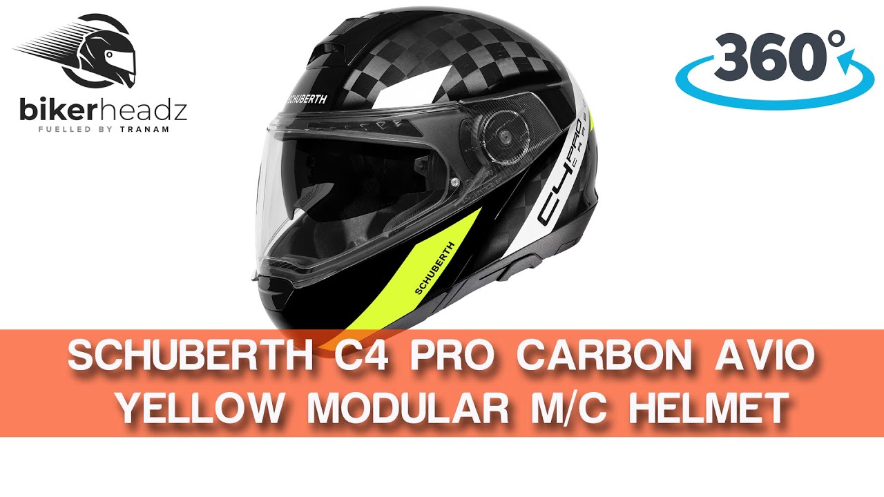 Schuberth C4 Pro Carbon Avio Yellow Modular Helmet 360&deg; 4K Video | Bikerheadz.co.uk