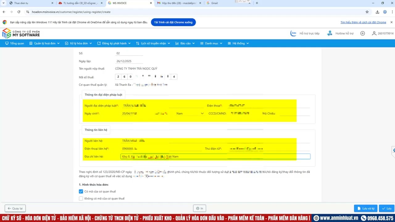 Cập nhật Chữ Ký Số ICA trên Hóa Đơn Điện Tử MY-SOFTWARE (Msinvoice)