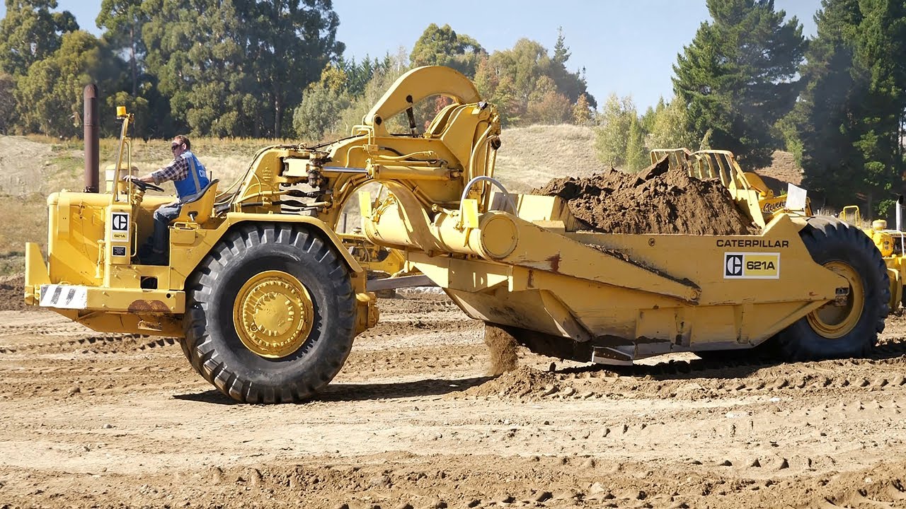 1969 Caterpillar 621 Motor Scraper Working at Wheels at Wanaka 2023