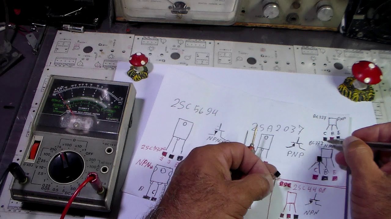 identificando  os terminais  dos transistores bc 337 e 327 de uma forma simples pnp e npn