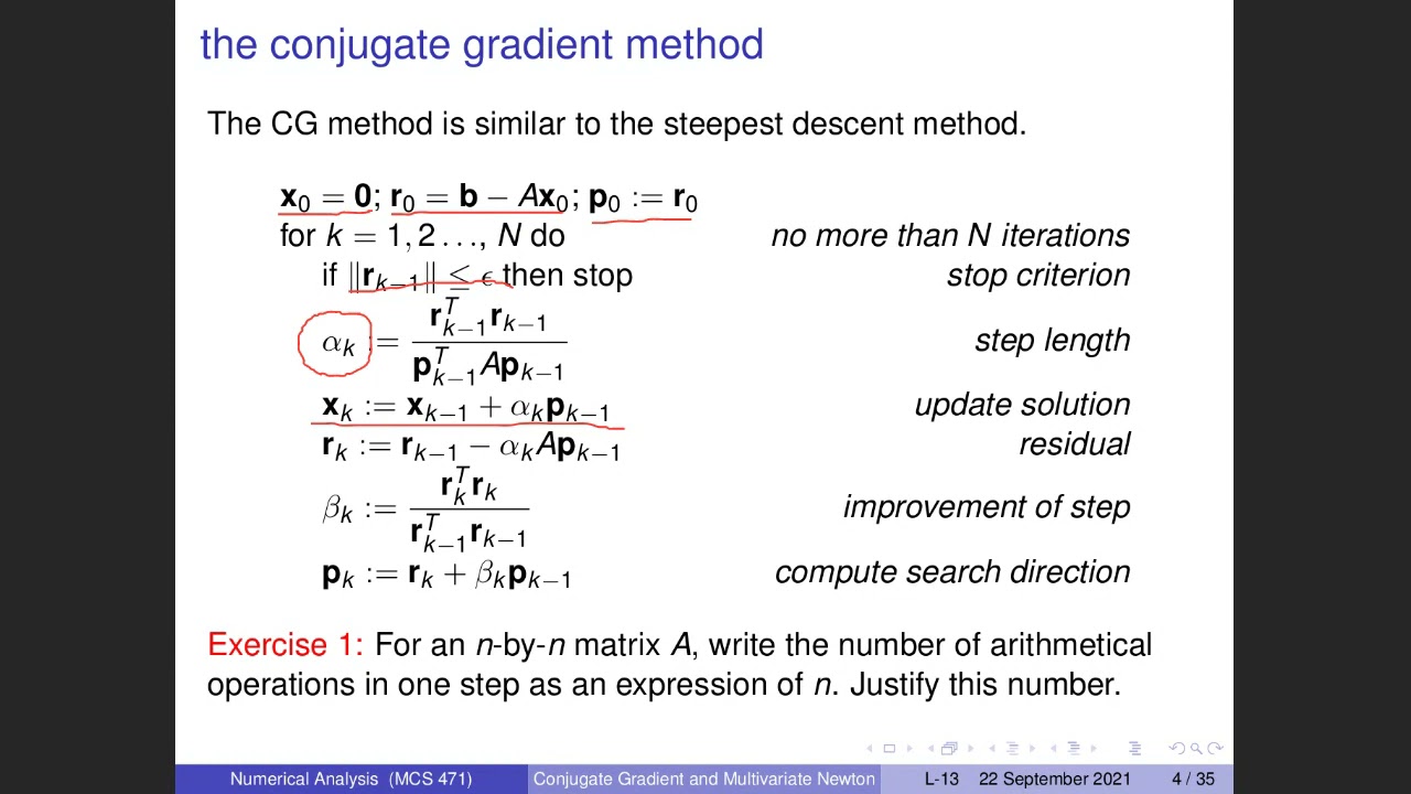 Conjugate Gradient and Multivariate Newton