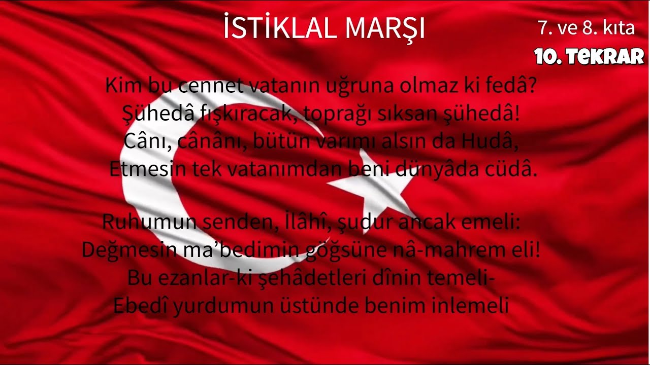 İSTİKLAL MARŞI - 7. VE 8. KITASI ŞİİR OLARAK OKUNUŞU #ilkokul #ezber #istiklalmarşı