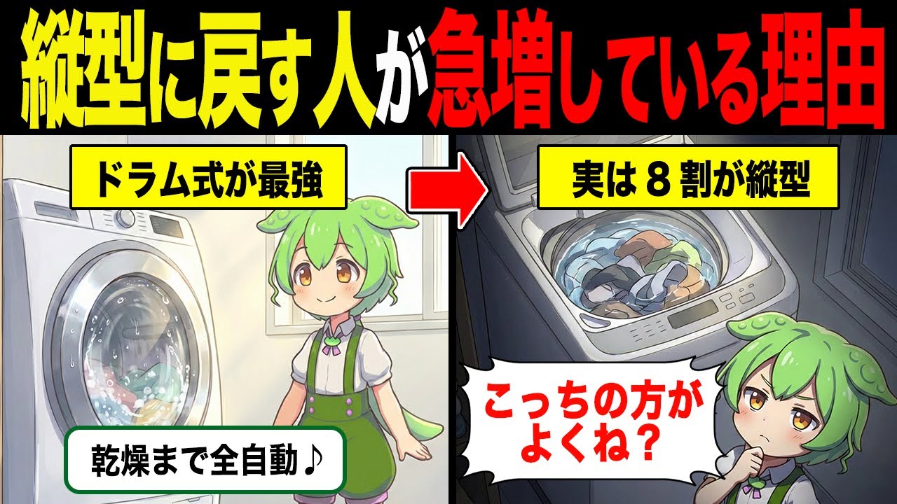 洗濯機を縦型に戻す人が急増している理由【ずんだもん&ゆっくり解説】
