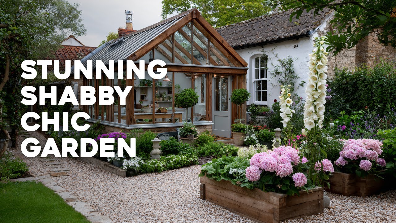 🌸 Потрясающий садовый пейзаж в стиле шебби-шик с выцветшими цветами и деревенскими акцентами