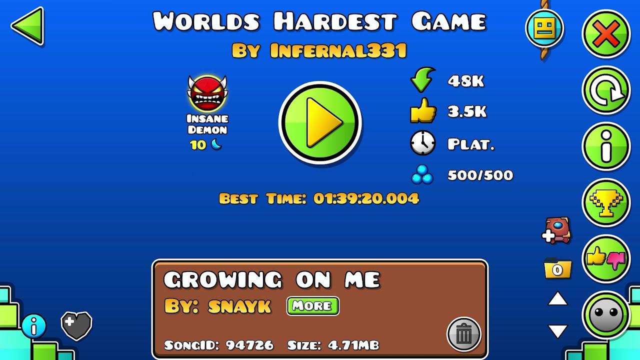 Worlds Hardest Game (Insane Demon Platformer) by Infernal331 • Geometry Dash
