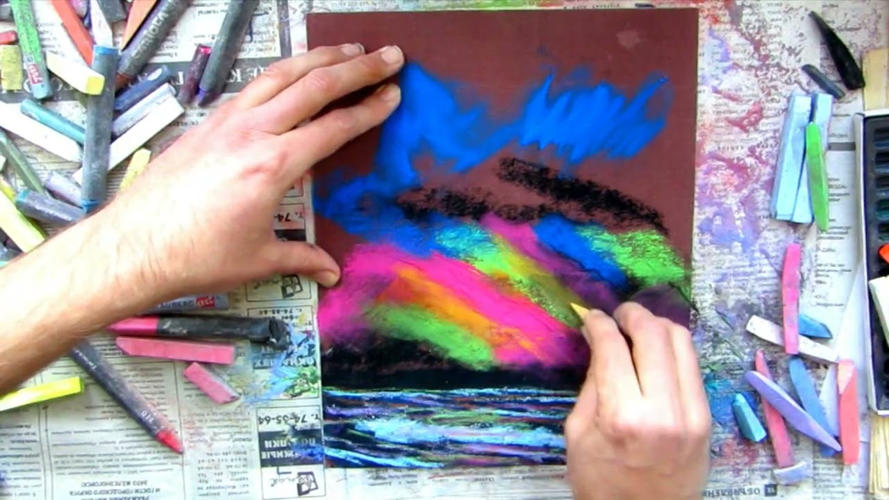 агрессивный пейзаж как рисовал Уникальный рисунок мелками speedpaint on emerypaper / sandpaper