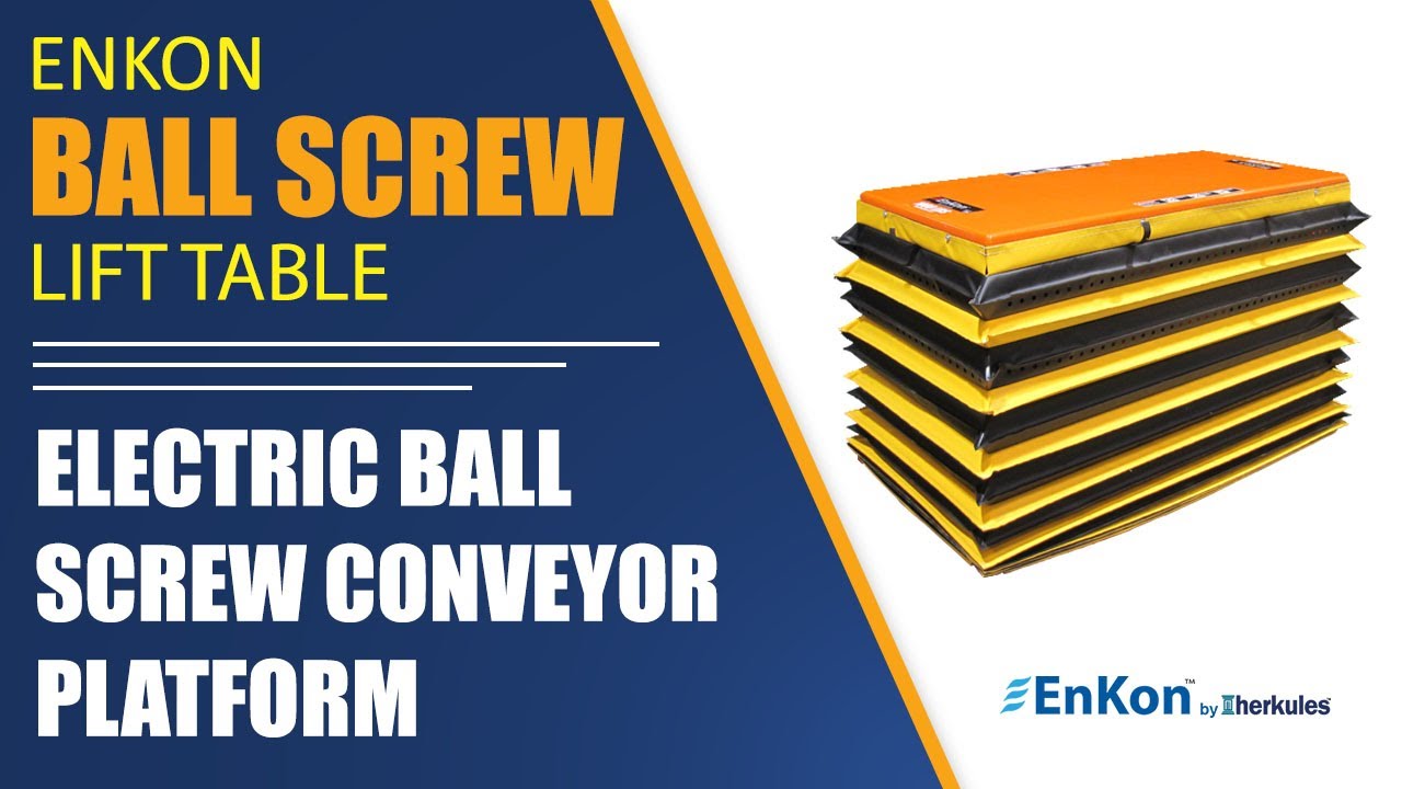 v1389 02 enkon electric ball screw scissor lift table vertical robot pallet conveyor safety bellows