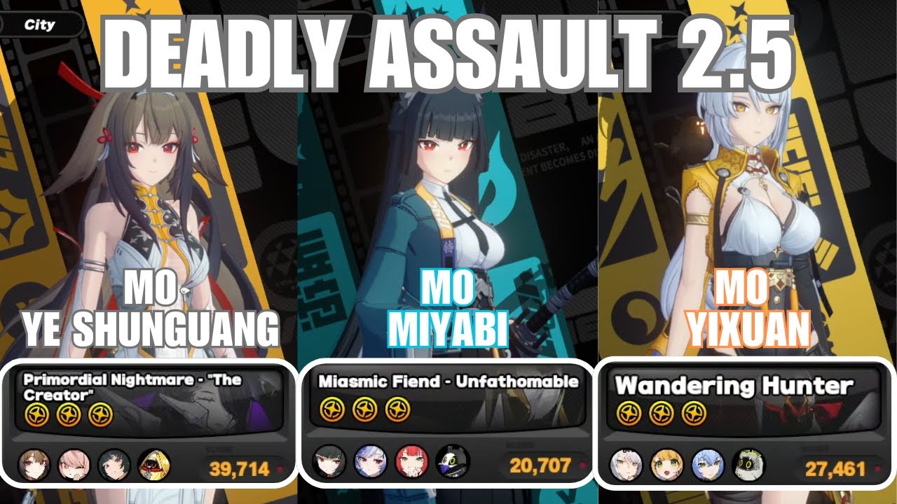M0 Ye Shunguang M0 Miyabi M0 Yixuan Clear Deadly Assault 2.5 - Zenless Zone Zero