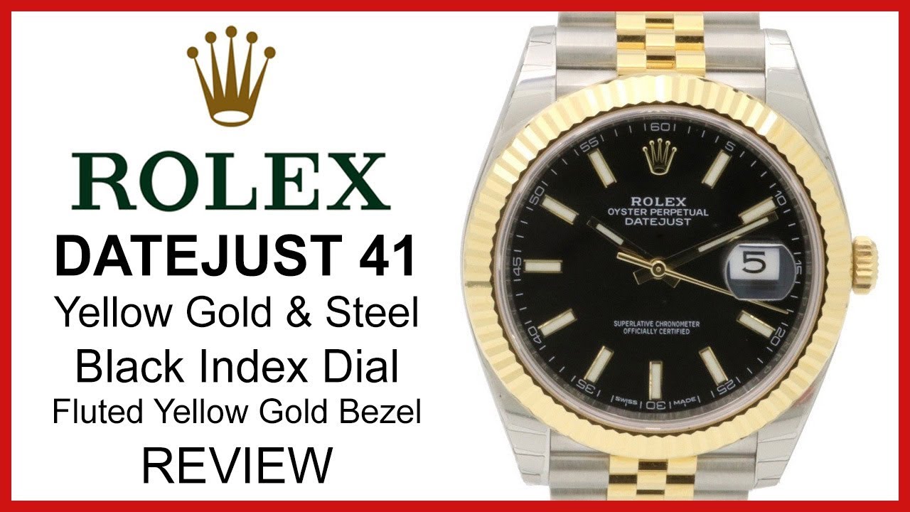 ▶ Rolex Datejust 41, Yellow Gold/Steel Two-Tone, Black Index, Fluted Bezel, Jubilee Bracelet REVIEW