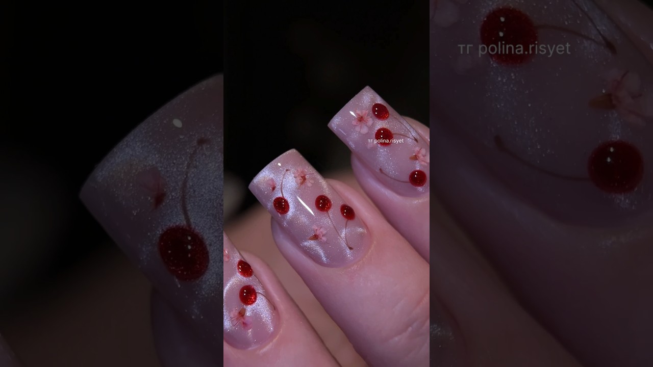 CHERRY-IN-WATER EFFECT🍒🌸 #nails #naildesign #nails #manicure