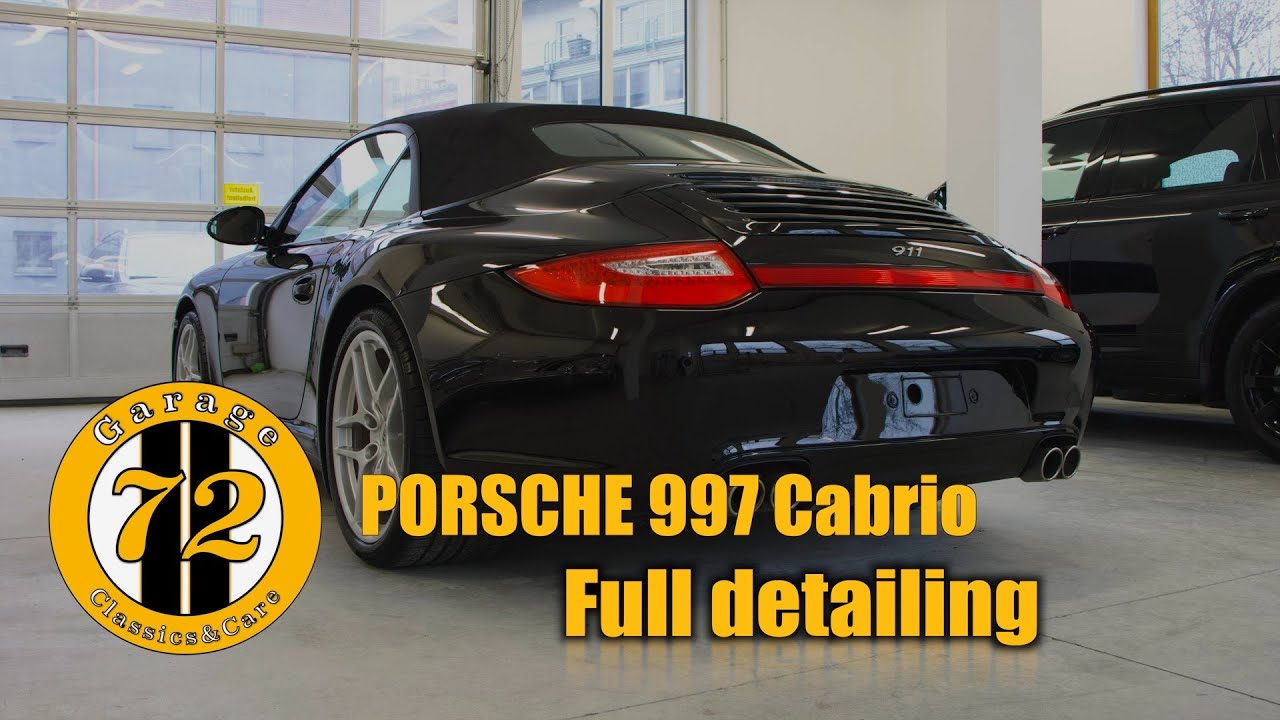 FULL DETAILING ON PORSCHE 997 CABRIO BLACK - WASHING-POLISHING-COATING &  LEATHER INTERIOR CLEANING