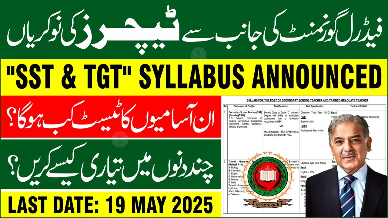 FGEI Jobs 2025 Online Apply | Test Syllabus Announced | SST and TGT Jobs 2025 in Pakistan